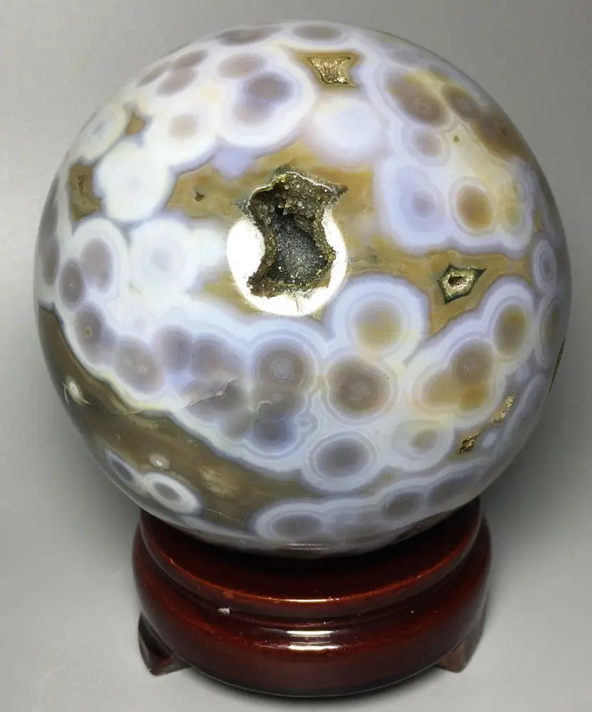 

1384 г Редкие Натуральная Океаническая яшма кварцевый Сферический Кристалл шар Исцеление подарки на Рамадан