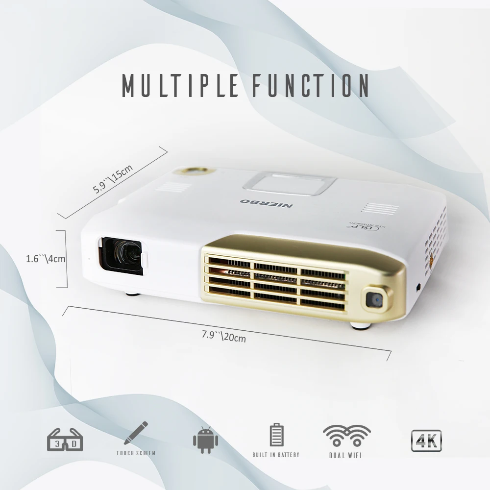 NIERBO 4 K интерактивный портативный проектор Полный 3D школьный Android Wifi для офиса