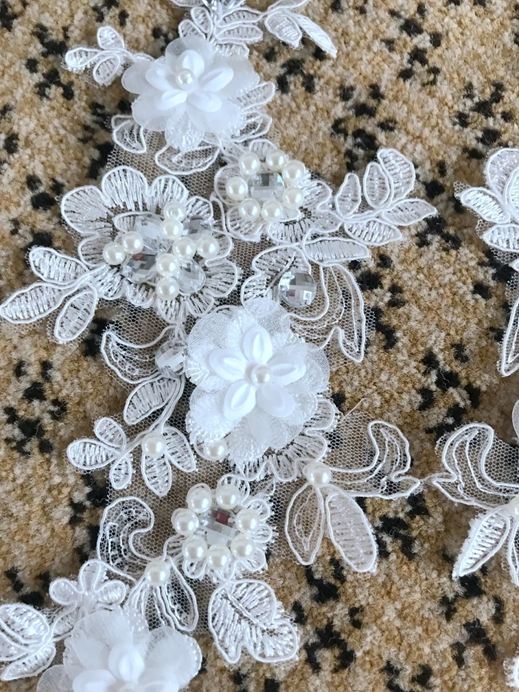 Кружевная аппликация ручной работы с кристаллами 25*11 см|hand sew applique|crystal lace appliquesew on