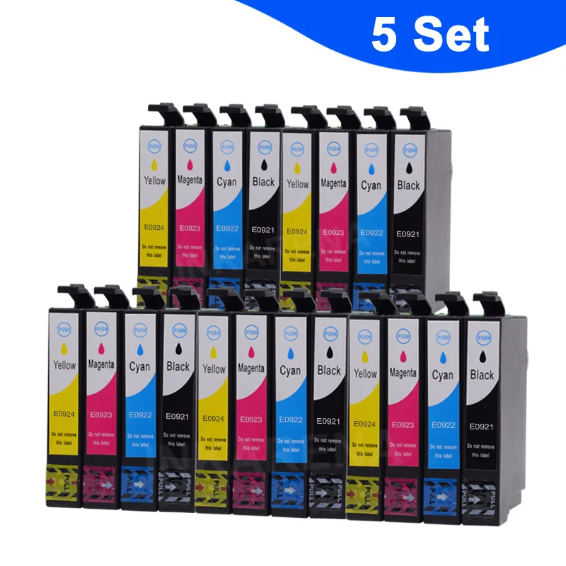 T0921 5 Set Картридж T0921 для Epson T0921N с чернилами и чипом для Epson Stylus TX117 TX119 TX109 TX106 T27 T26 C91 CX4300 принтер - Цвет: T0921 5 Set