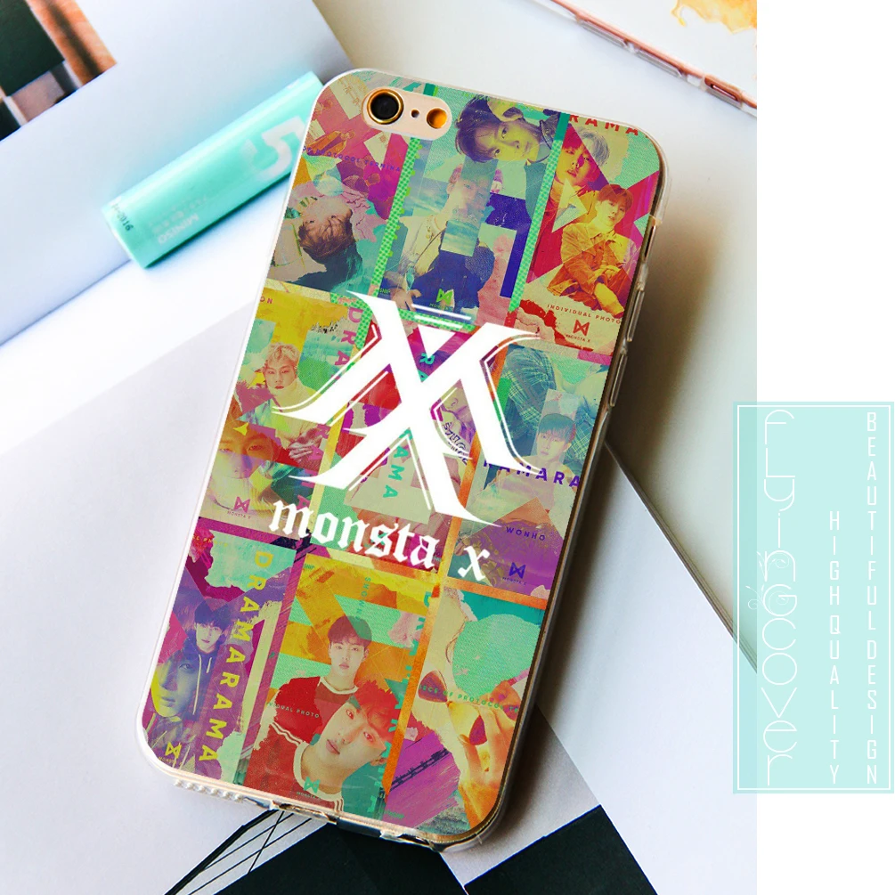 Coque монста х KPOP телефонные чехлы для iphone 10X7 8 6 S плюс 5S 5 SE 5C 4S 4 iPod Touch Чехол