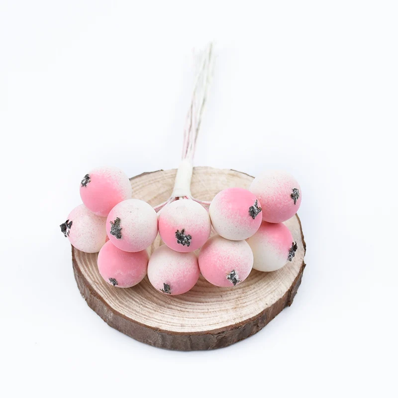 12 10pcs Christmas decorative flowers wreaths Handmade home decor accessories scrapbooking Cherry diy gifts box artificial plants - Цвет: 12