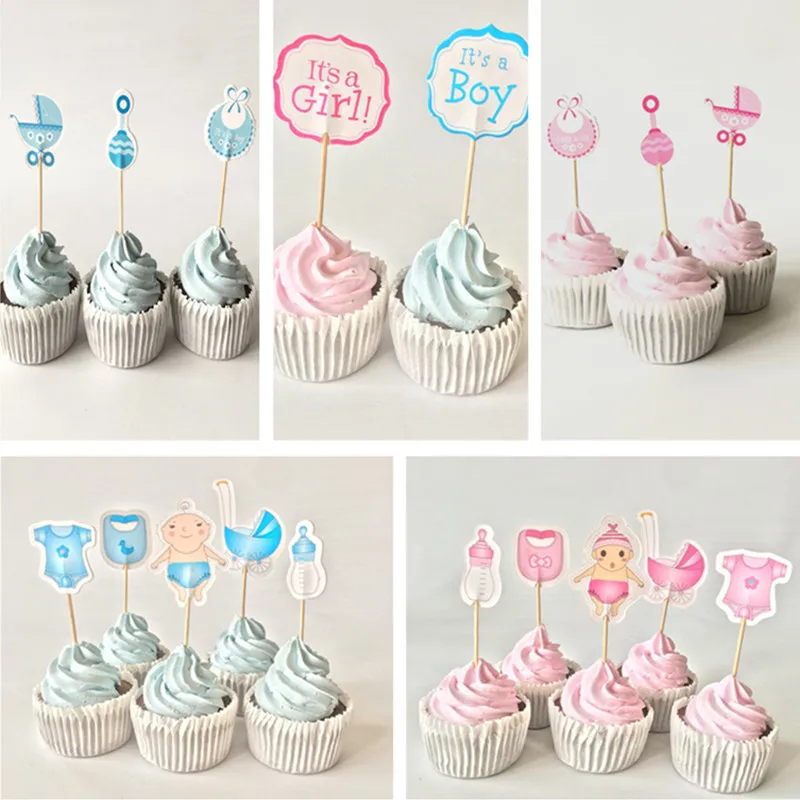 20 шт./компл. Baby Shower для капкейка-для мальчиков и девочек для крещения синего цвета День рождения украшения для детей торжественное мероприятие вечерние поставки