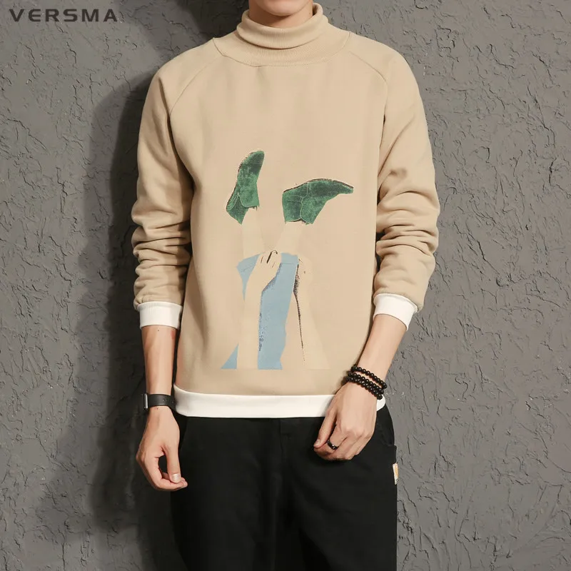 

VERSMA New Autumn Korean Slim Fit Printed Black Hoodies Sweatshirts Men High Street Hip Hop Christmas Hoodie Male Tracksuits 5XL