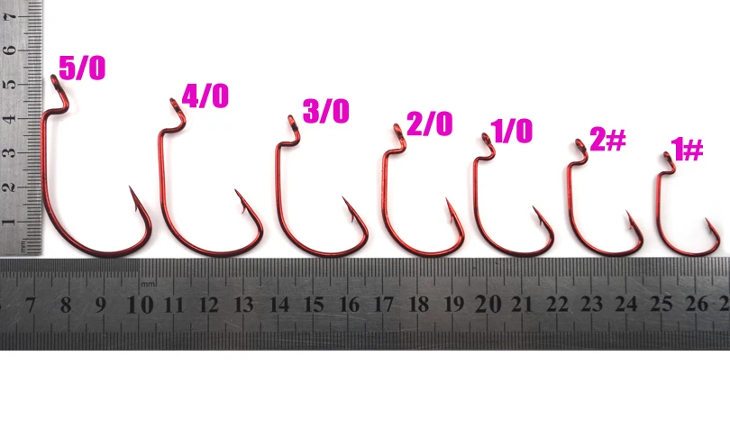 25 шт. рыболовные крючки красный окровавленный Кривошип офсетный крючок под червя