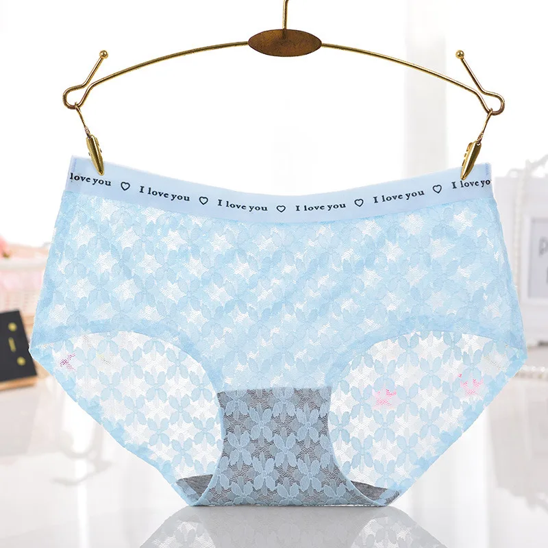 Women Lace Soft Underwear Middle Waist Sexy Hollow Lingerie Transparent Panties Plus Size Seamless Cotton Briefs |