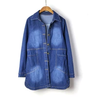 new women demin jacket coat loose sping autumn jeans coat vintage women lapel long sleeve single breasted jacket