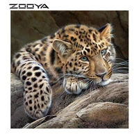 zooya diamond painting animal leopard full square diamond embroidery cross stitch landscape diamond mosaic home decor f1134