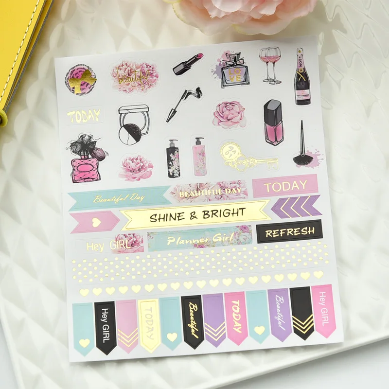 Самоклеящиеся Стикеры ZFPARTY Sweet Weekend из золотой фольги для скрапбукинга