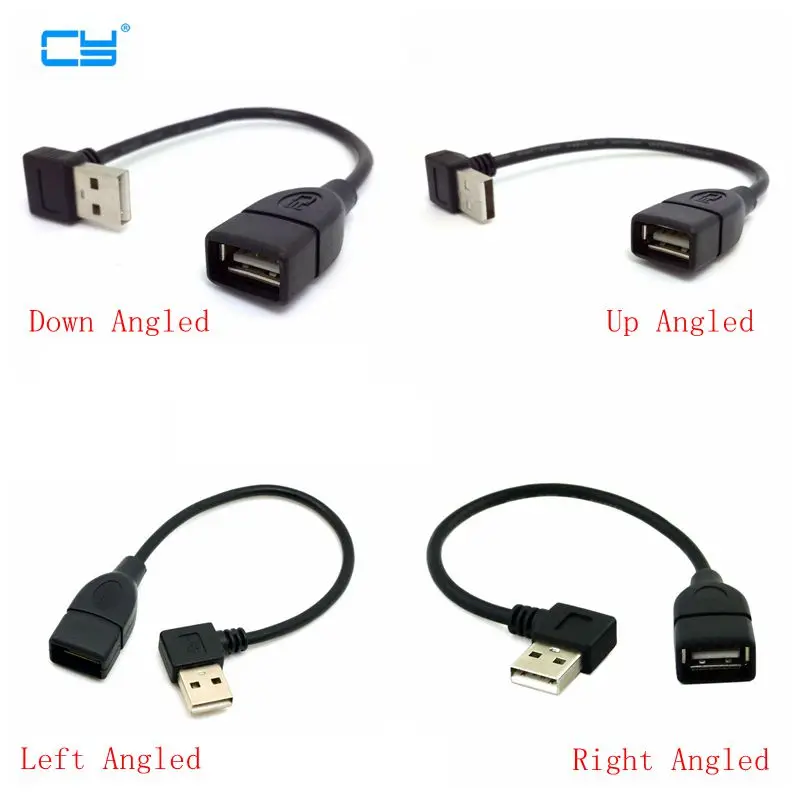 10 см 20 USB 2 0 A штырь гнездо 90 угловой Удлинительный адаптер кабель USB2.0 правый левый