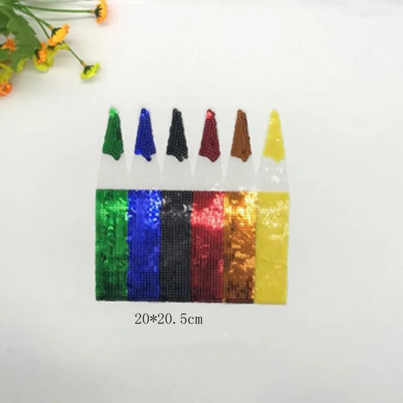 Color crayon sequins patch fashion embroidered fabric garment accessories applique for T-shirt sweater decoration sewing craft | Дом и сад