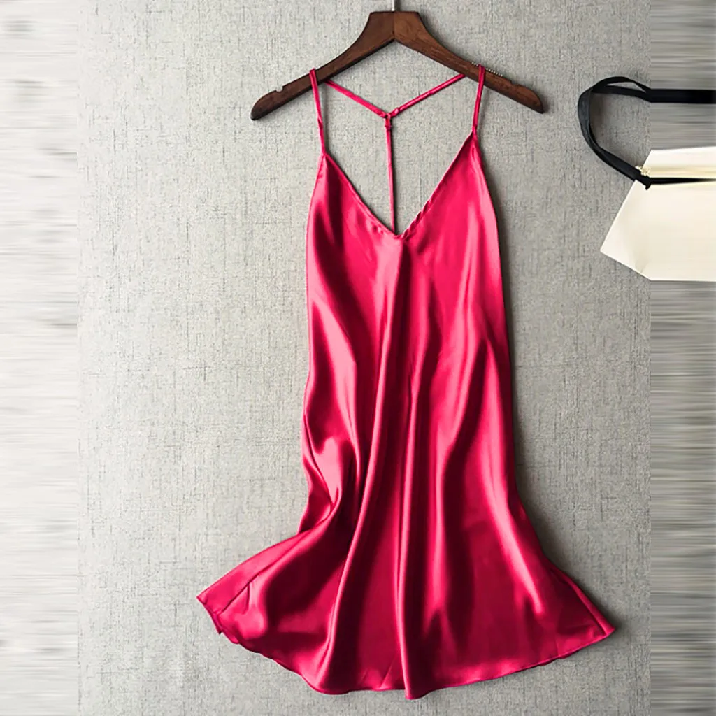 Hot Pink Сексуальный халат De Nuit Femme Домашняя одежда женское атласное нижнее белье Babydoll ночная рубашка Nuisette Femme De Nuit кружевные халаты - Цвет: Hot Pink