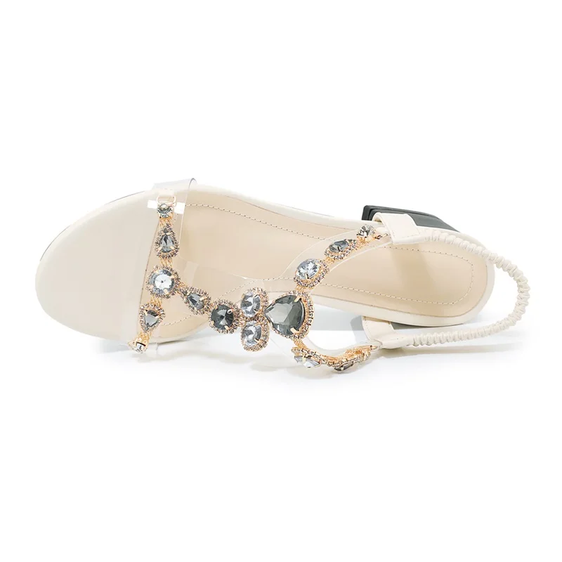

ZVQ Summer Woman Sandals 2019 Hot Sale Fashion High Heels Women Genuine Leather Rhinestone Back Buckle Shoes Big Size 33-40