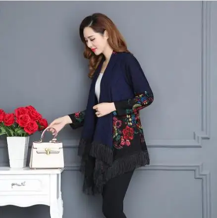 2019 Winter Autumn Cardigans Women elegant long Sleeve Tassel Outerwear loose plus size Coat Jacket Female LJ539 |