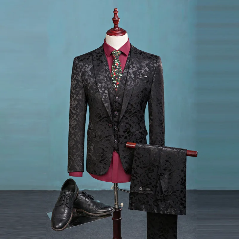 Костюм женский жаккардовый с брюками пиджак жилет и брюки|mens suits with pants|slim fit suitprom