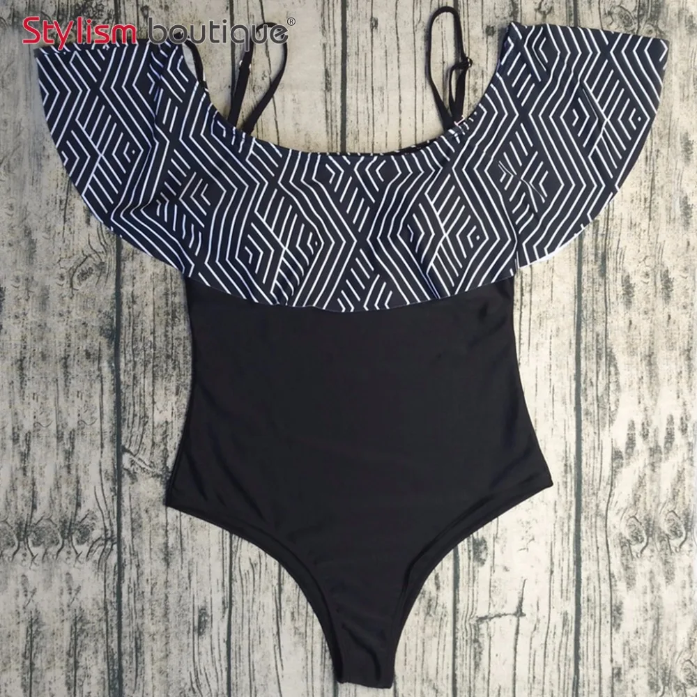 Новинка 2017 сексуальный купальник с оборками Цельный женский купальный костюм