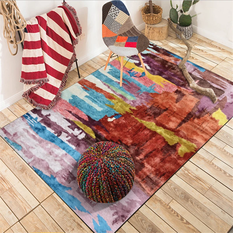 Винтажный разноцветный абстрактный акварельный ковер в этническом стиле для