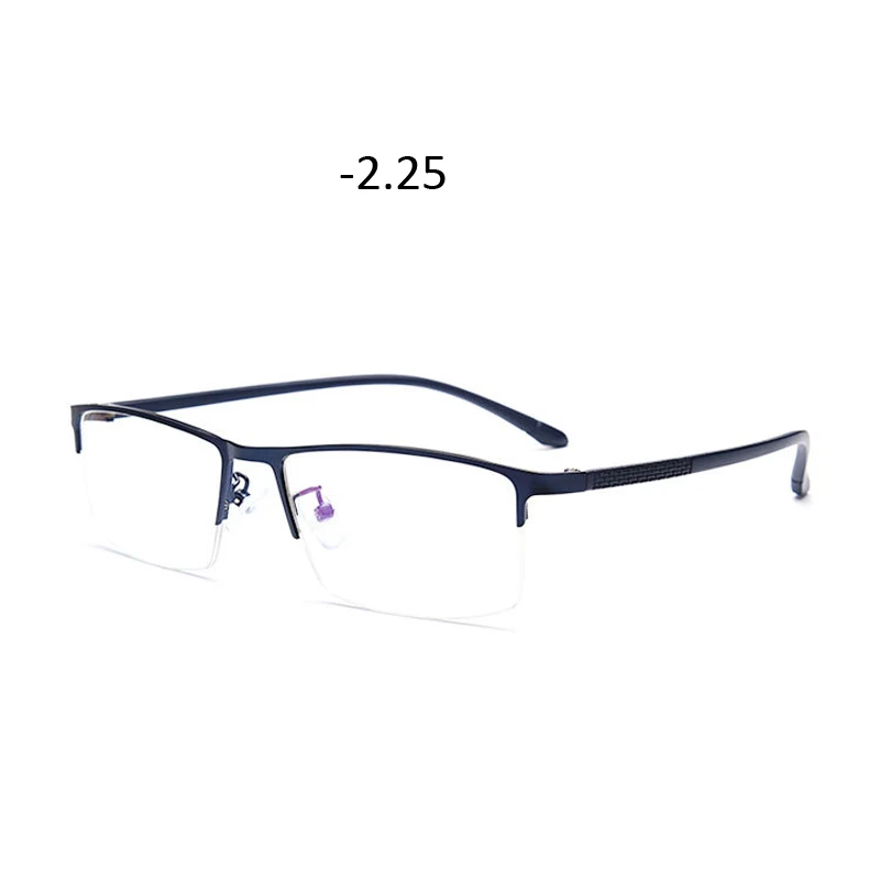 blue myopia 2.25 Zilead полуоправа анти-синий светильник очки для близорукости Ретро Классические мужские Бизнес близорукие очки унисекс-0,75 до-4,0 - Цвет оправы: blue myopia 2.25