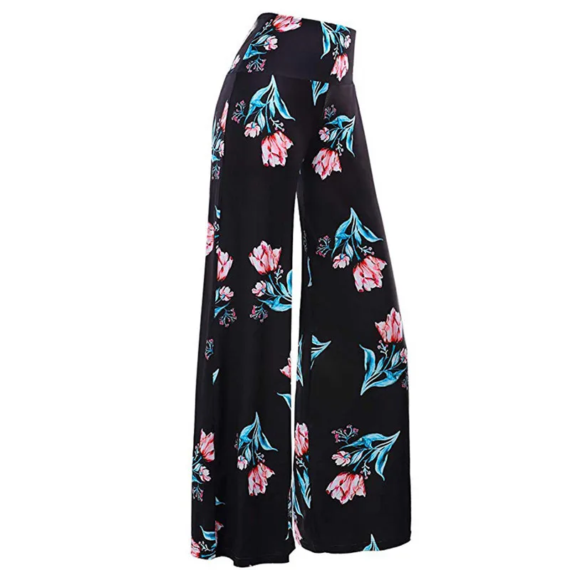 Женские Повседневные повседневный свободный с принтом эластичные широкие брюки