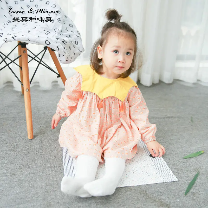 2017 новый Девочка Платье Принцессы 1-4Y полный рукав кисточка платье милый ребенок