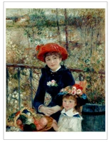 frameless canvas painting figure posters imagich top 100 prints two sisters or on the terrace 1881 by pierre auguste renoir
