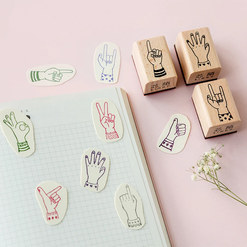 Винтажные жесты ок да украшения Штампы деревянные и резиновые штампы для
