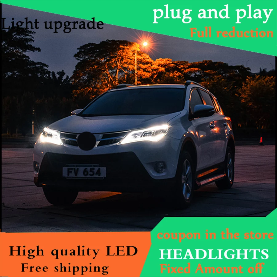 Car styling case for Toyota RAV4 2014-2015 Headlights LED Headlight DRL lens headlamps HID Xenon turnlight running light | Автомобили и
