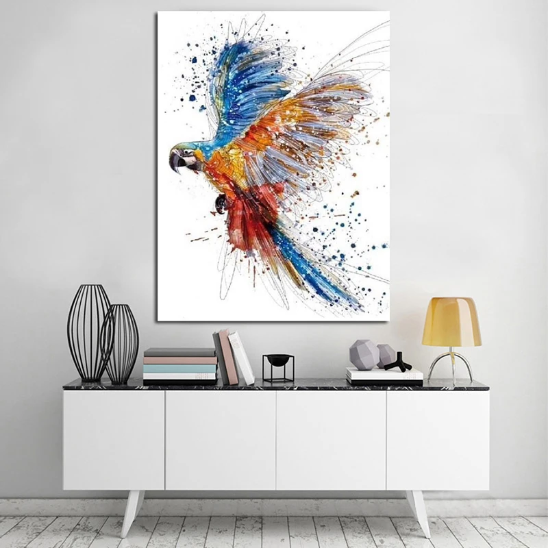 Акварельный Parrot художественный холст Живопись Печать Гостиная Украшение дома