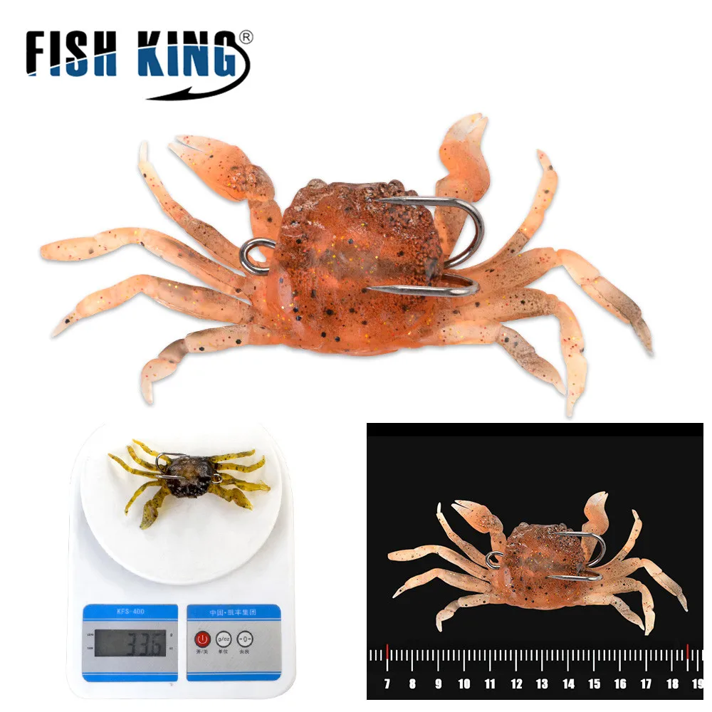 FISH KING 33,5 г приманки в виде краба Силиконовые Мягкие рыболовные с двойным крюком 116 мм тонущие приманки из свинца резиновые пластиковые искусственные рыболовные приманки