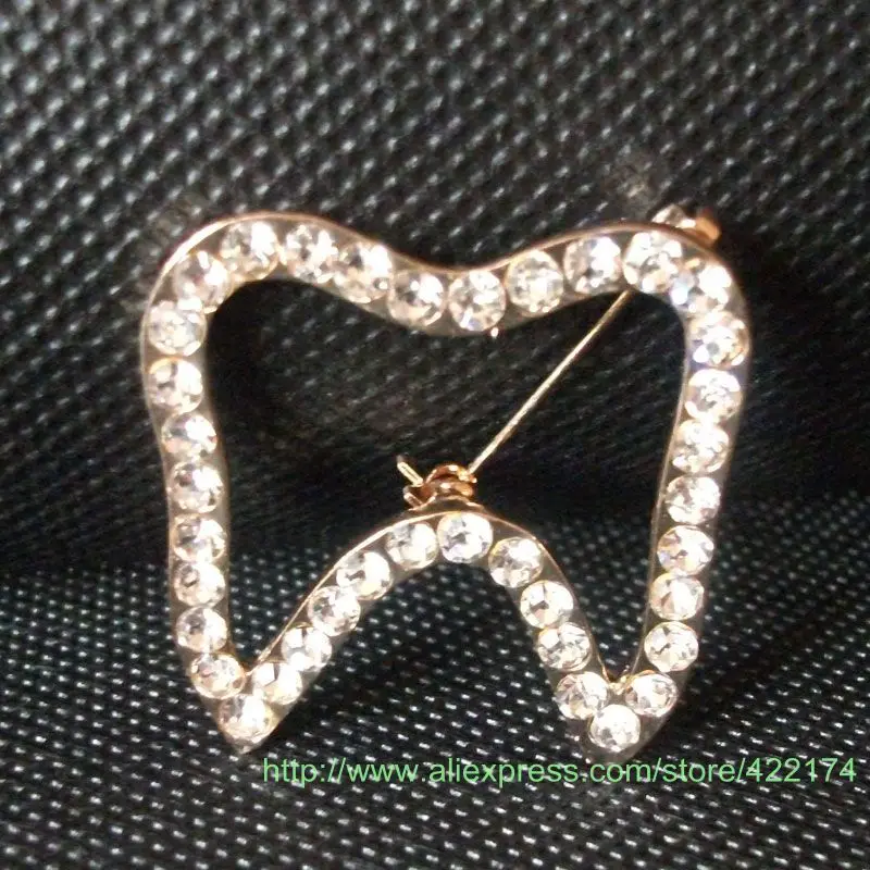 Бесплатная доставка Кристалл Золотой формы зуба брошь odontologia СТОМАТОЛОГИЧЕСКИХ