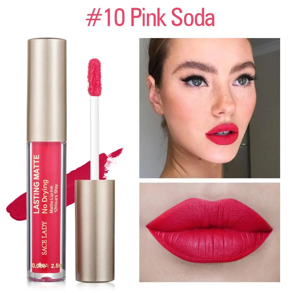 10 Pink Soda SACE LADY матовая губная помада макияж 23 Цвета жидкая губная помада красный телесный оттенок для губ увлажняющий макияж водостойкий стойкий косметический - Цвет: 10 Pink Soda
