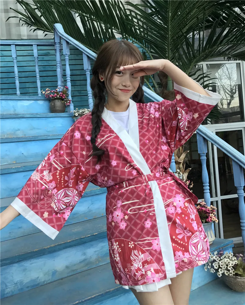 Розовый SUNJINACRO традиционное японское кимоно Yukata женское кимоно Косплей Японская одежда традиционные женские японские кимоно - Цвет: Розовый