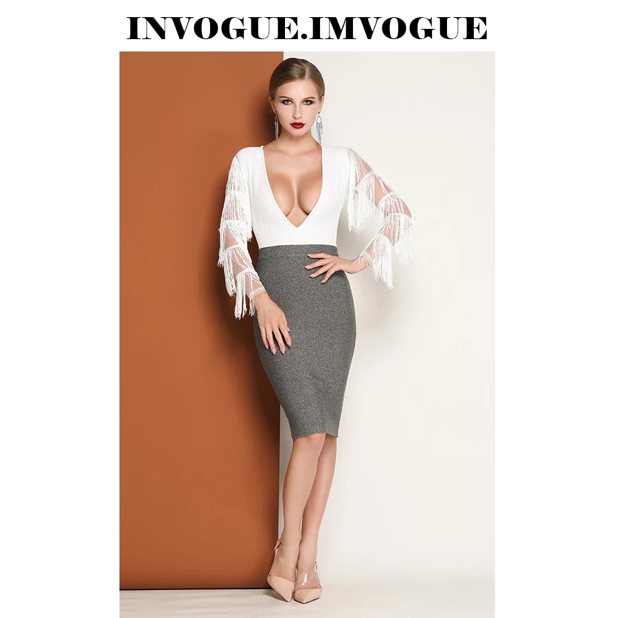 INVOGUE. Женский облегающий топ с кисточками ivogue белый v образным вырезом и длинными