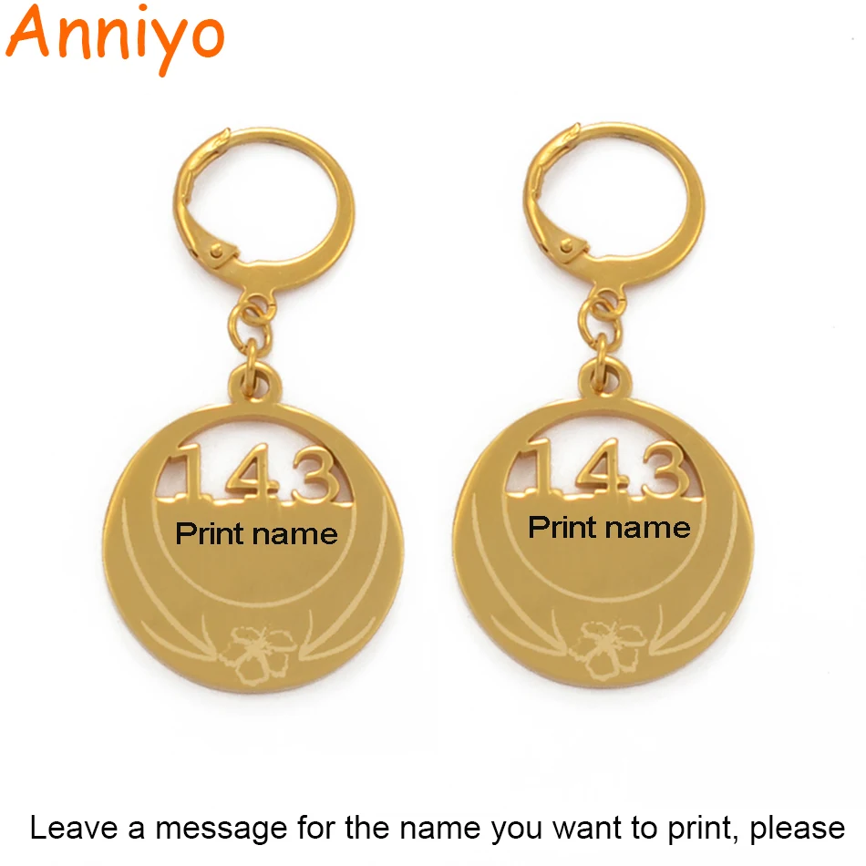 

Anniyo (143 I LOVE YOU)Personalized Names Earrings for Women Girl Micronesia Letters Customize Stainless Steel Jewelry #111221