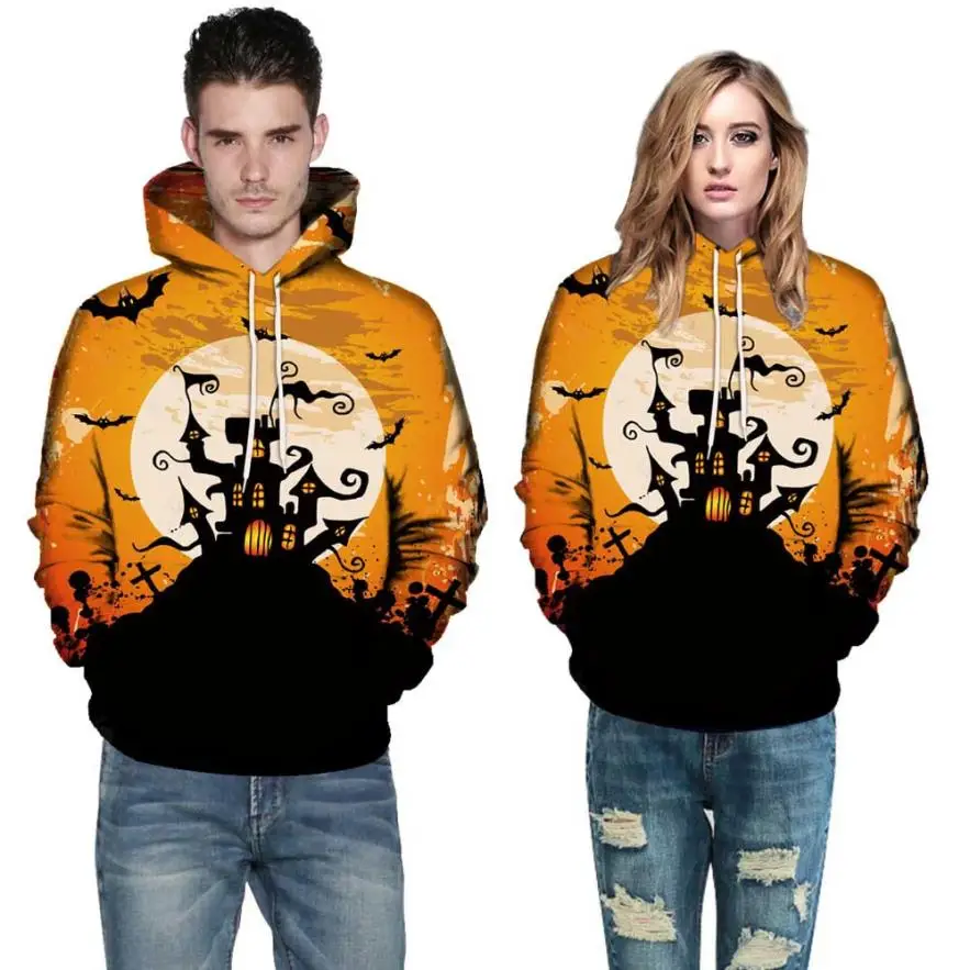 Мужская и Женская толстовка с 3D принтом длинным рукавом на Хэллоуин толстовки