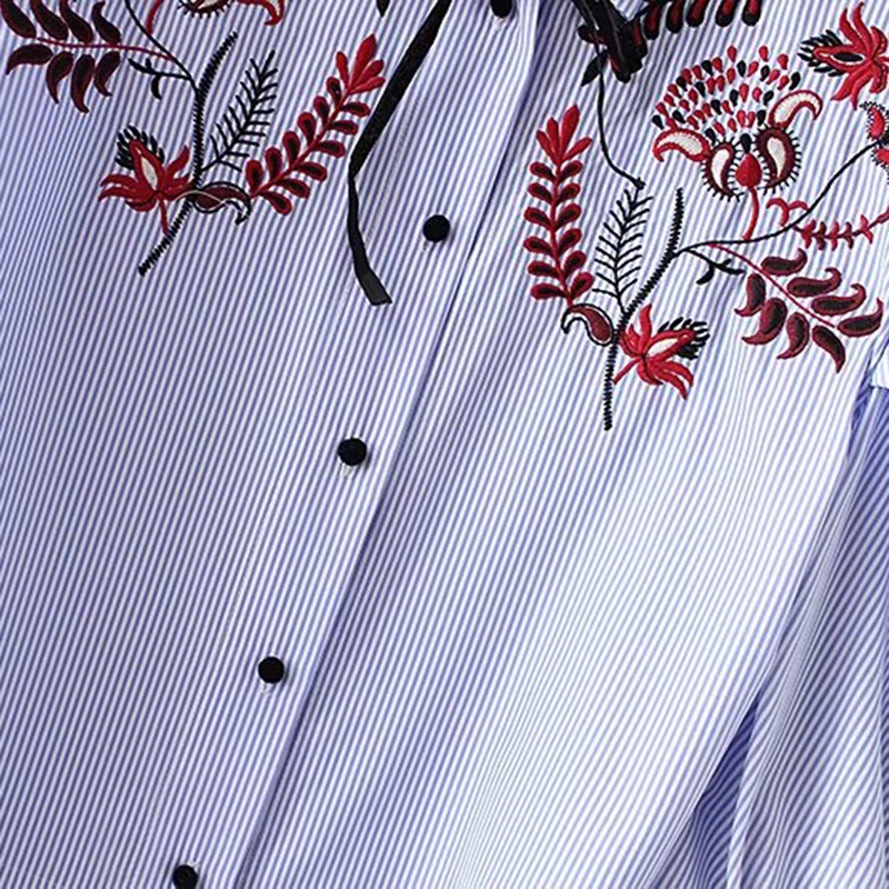 

Bella Philosophy 2018 spring women long sleeve casual shirt embroidery floral female loose blouse turn down collar ladies blouse