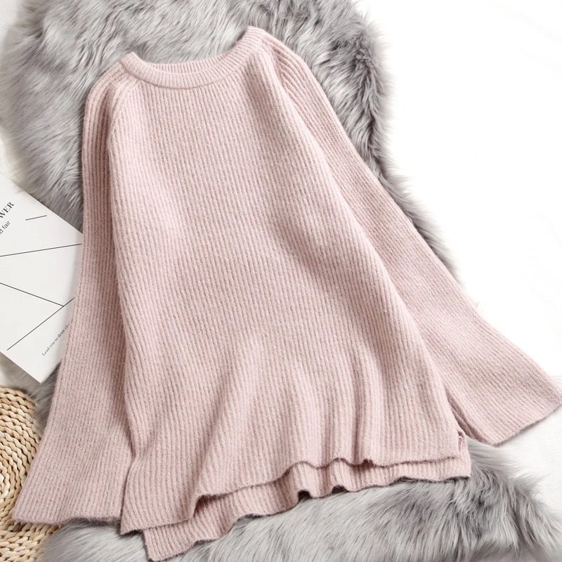 Женский Однотонный свитер Shellsuning вязаный пуловер оверсайз в Корейском стиле на