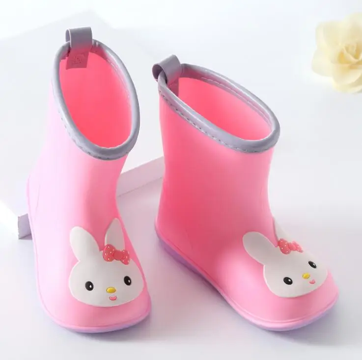pink rabbit ; детская обувь; непромокаемые сапоги; зимние сапоги для маленьких мальчиков и девочек; модная детская обувь; детские резиновые сапоги - Цвет: pink rabbit