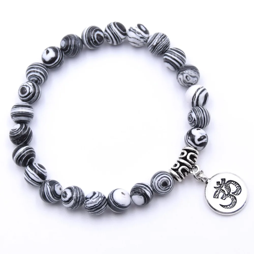 Vintage OM Rune Strand Bracelets &amp Bangles For Women Men Natural Stone Handmade Cuff Wristband Beads Yoga Bracelet Gift New | Украшения
