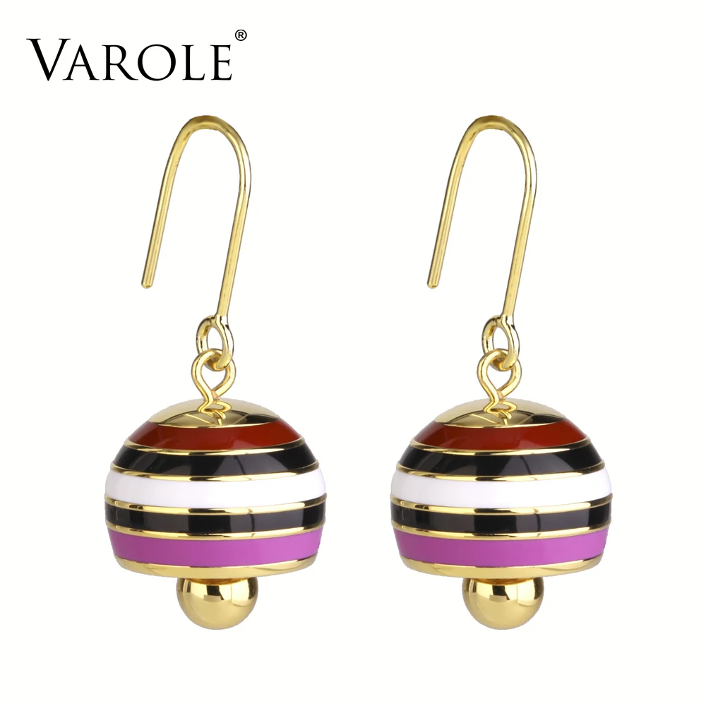 

VAROLE Colorful Enamel Individuality Round Bells Dangle Earrings Gold Color Drop Earrings Fashion Jewelry For Women Brincos