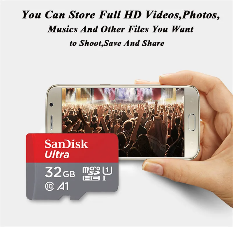 SanDisk MicroSD карта 128 Гб 64 Гб 32 Гб 16 Гб карта памяти Ultra SDHC/SDXC класс 10 A1 UHS-I 100 МБ/с./с TF флэш-карта cartao de memoria