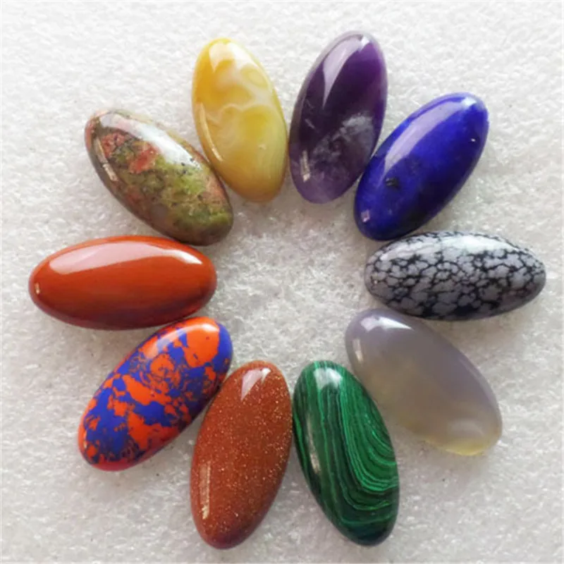 (10 шт./лот) оптовая продажа Овальный Кабошон из натурального смешанного камня 30x15x7