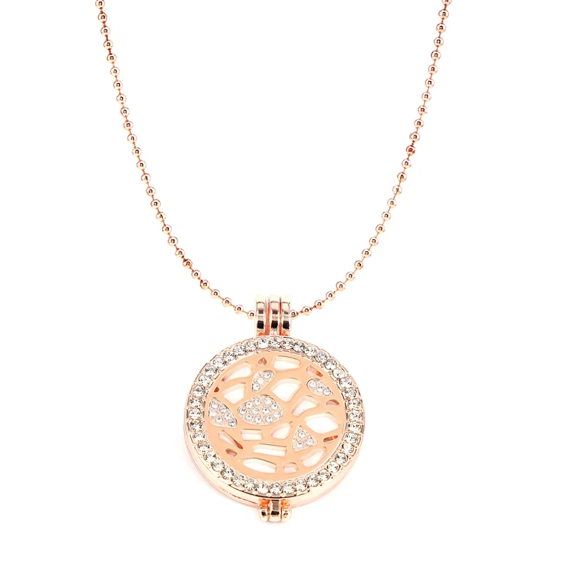 Ожерелье с кулоном Моя монета 35 мм кристаллами 33 и шариковой цепочкой 80 см