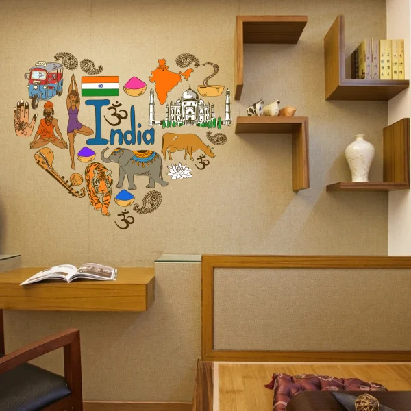 

I Love India Illustration Fashion Wedding Decor Vinyl Waterproof Wall Sticker Bedroom Wallpaper Wall Decal Baby Rooms Decor