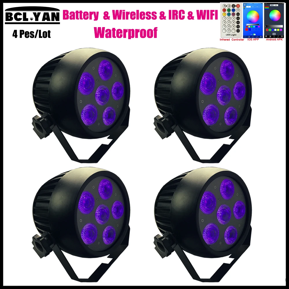 Сценическое освещение rgbwa uv 6x18 Вт беспроводной dmx Wi Fi уличный светодиодный