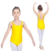 ballet kids dancing yellow leotards nylonlycra double straps camisole for girls gymnastics full sizes