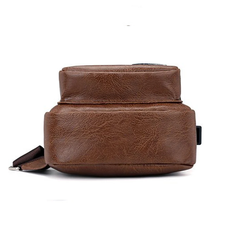 Fashion Men Shoulder Bags USB Charging Crossbody Short Trip Chest Bag PU Leather New Messenger Back Pack Travel | Багаж и сумки