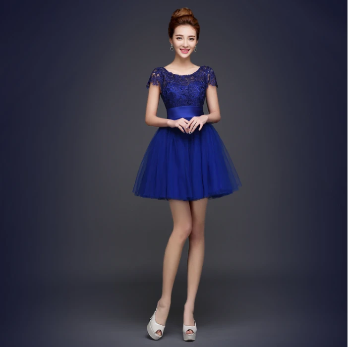 strapless bridal dresses girls ball gown royal blue bride dress bridesmaid short design sister brides made girl W2264 | Свадьбы и
