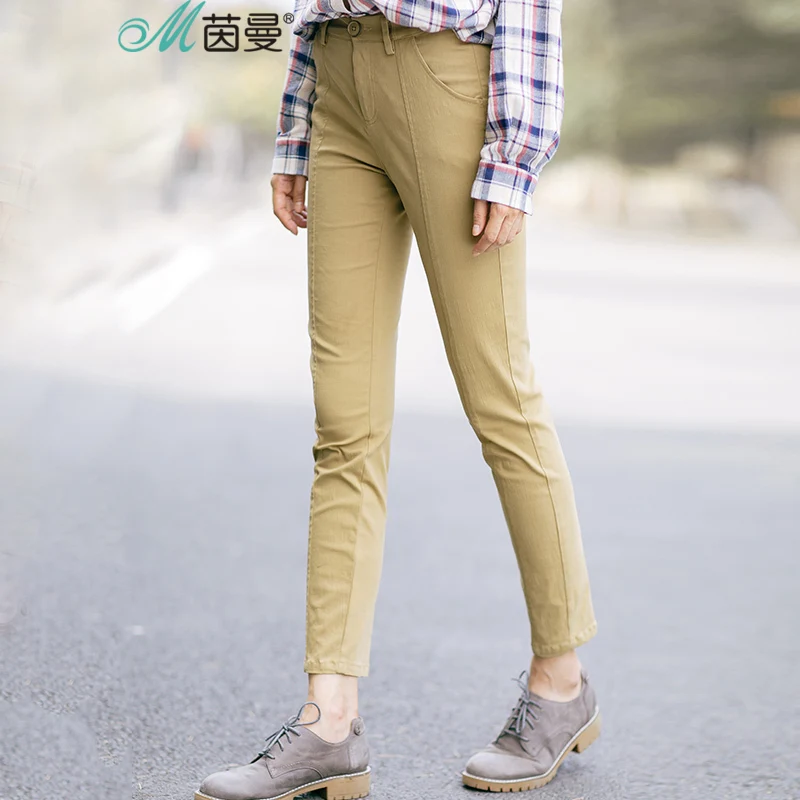 INMAN Женские Новые однотонные повседневные узкие брюки универсальные длиной до
