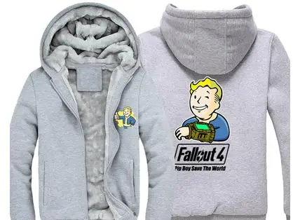 Игра Fallout 4 Hoodie Pin Boy Save The World принт на молнии Кардиган Толстовка супер теплое плотное флисовое пальто для мужчин и женщин